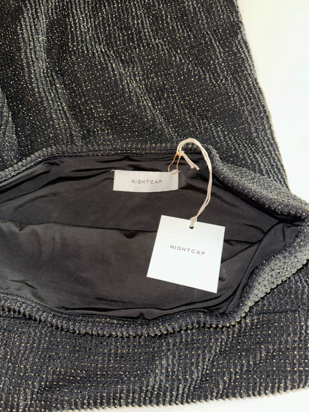 Nightcap Free People Black Crinkle Lurex Tube Strapless Midi Classic Dress M L - Picture 5 of 13